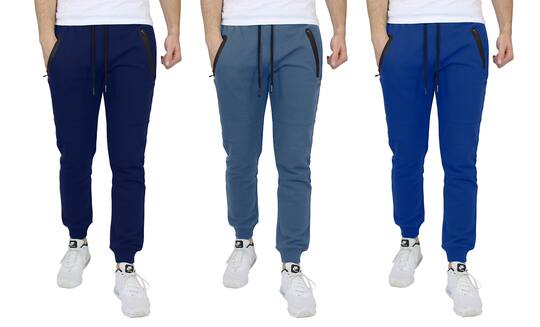 Galaxy by Harvic Men's Slim Fit Fleece Jogger Sweatpants 3 Pack